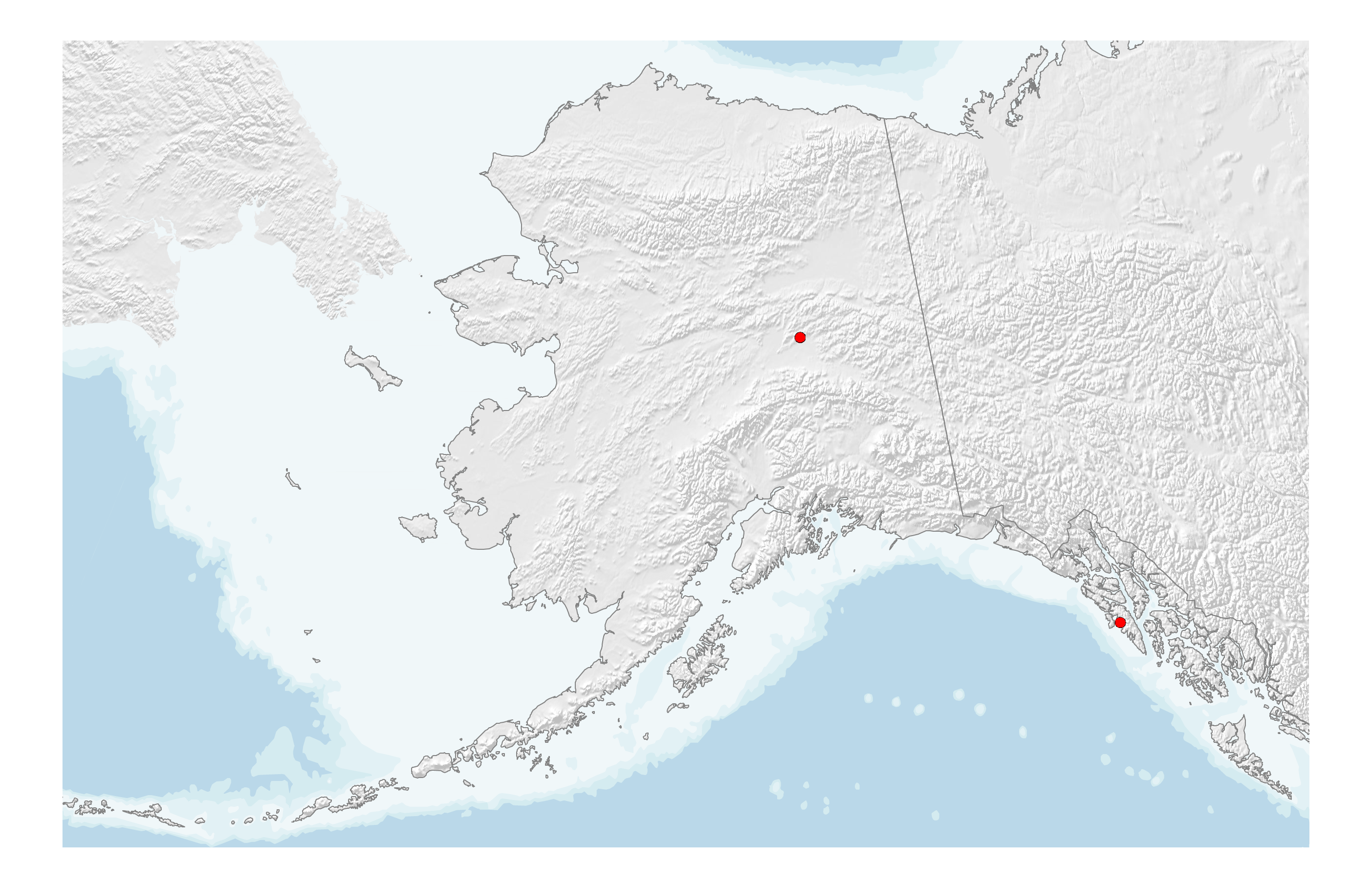 Map of Alaska showing seismic stations in Fairbanks and Sitka.